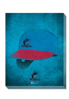 Miami Marlins Ghost Helmet Canvas Wall Art - Blue