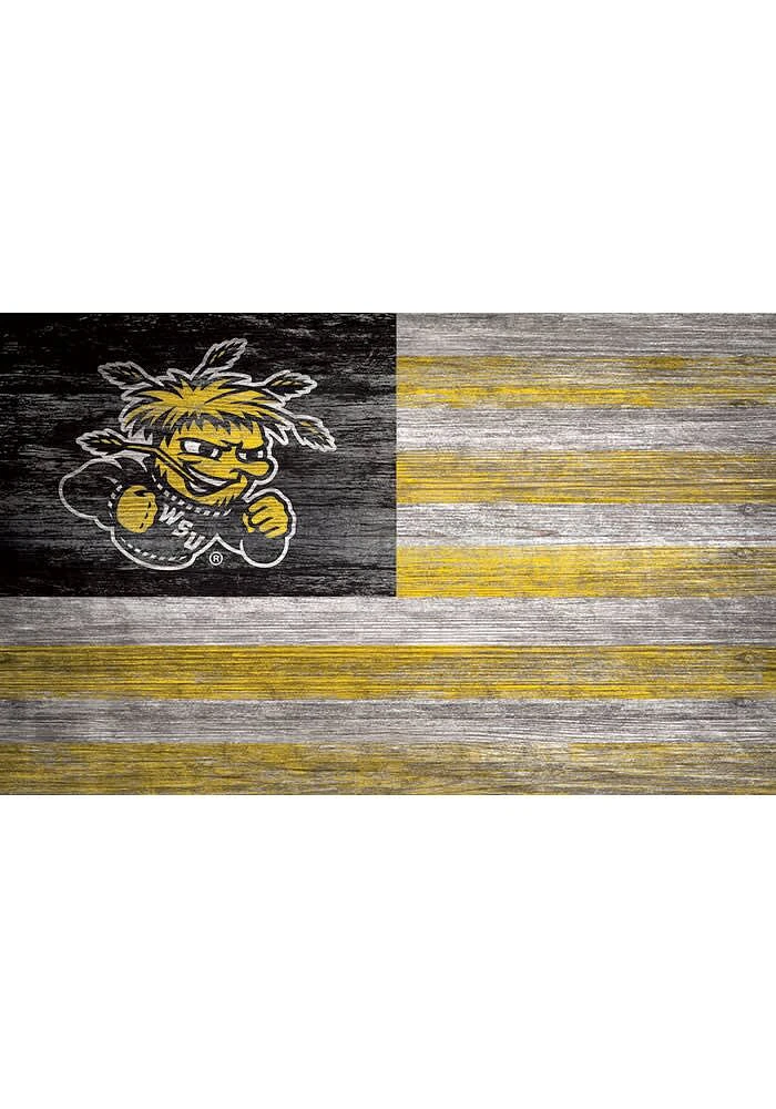 Wichita State Shockers Distressed Flag 11x19 Sign - Black