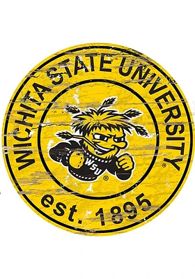 Wichita State Shockers Established Date Circle 24 Inch Sign - Yellow