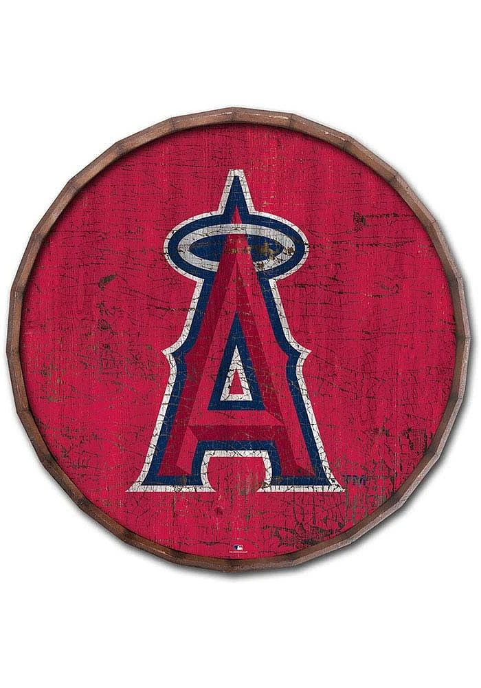 Los Angeles Angels Cracked Color 24 Inch Barrel Top Sign - Red