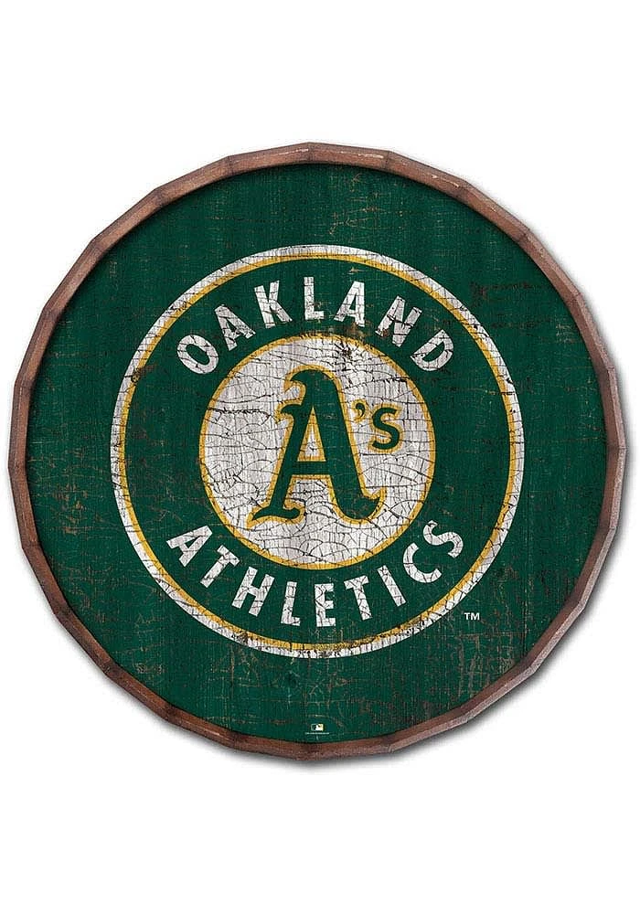 Oakland Athletics Cracked Color 24 Inch Barrel Top Sign - Green