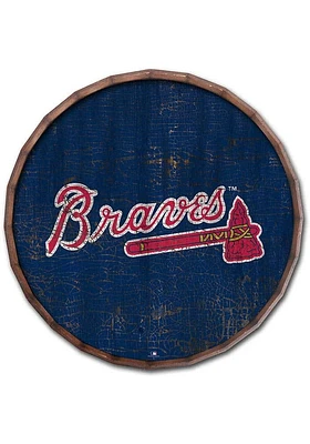 Atlanta Braves Cracked Color 24 Inch Barrel Top Sign - Blue