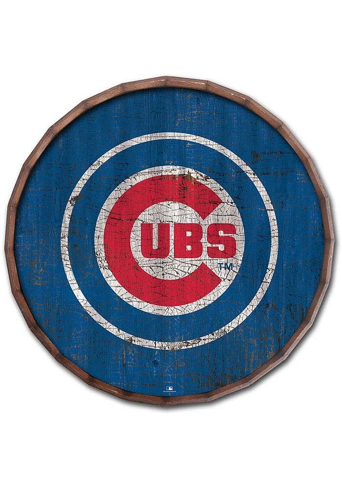 Chicago Cubs Cracked Color 24 Inch Barrel Top Sign - Blue