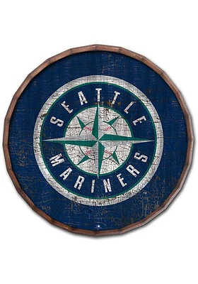 Seattle Mariners Cracked Color 24 Inch Barrel Top Sign - Navy Blue