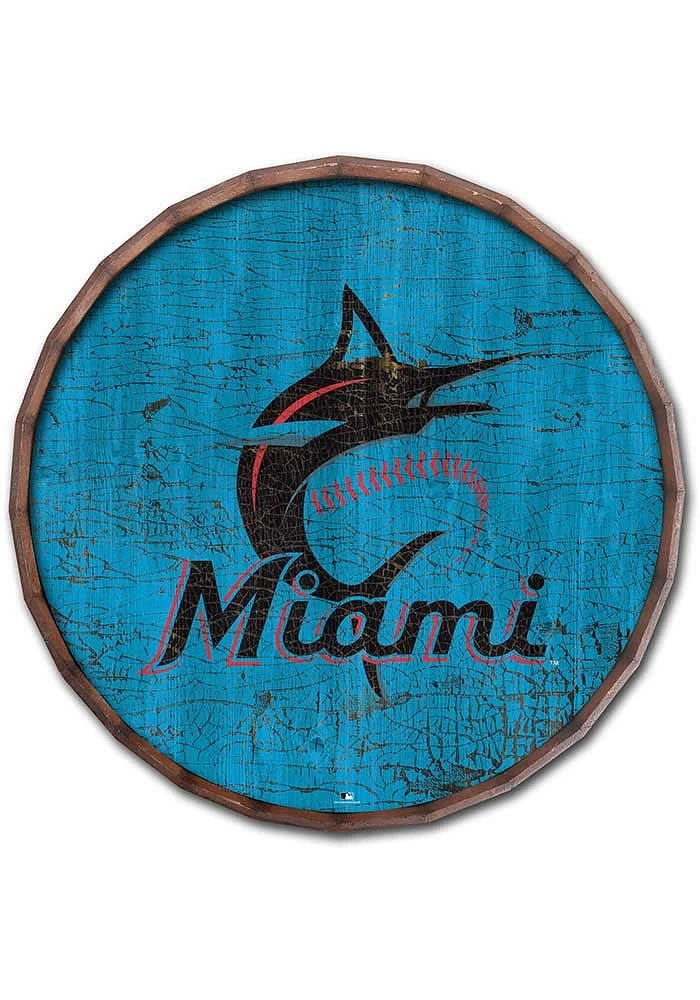 Miami Marlins Cracked Color 24 Inch Barrel Top Sign - Blue