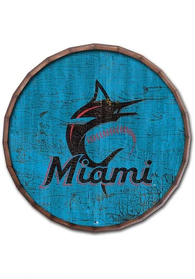 Miami Marlins Cracked Color 24 Inch Barrel Top Sign - Blue