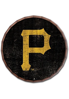 Pittsburgh Pirates Cracked Color 24 Inch Barrel Top Sign - Black