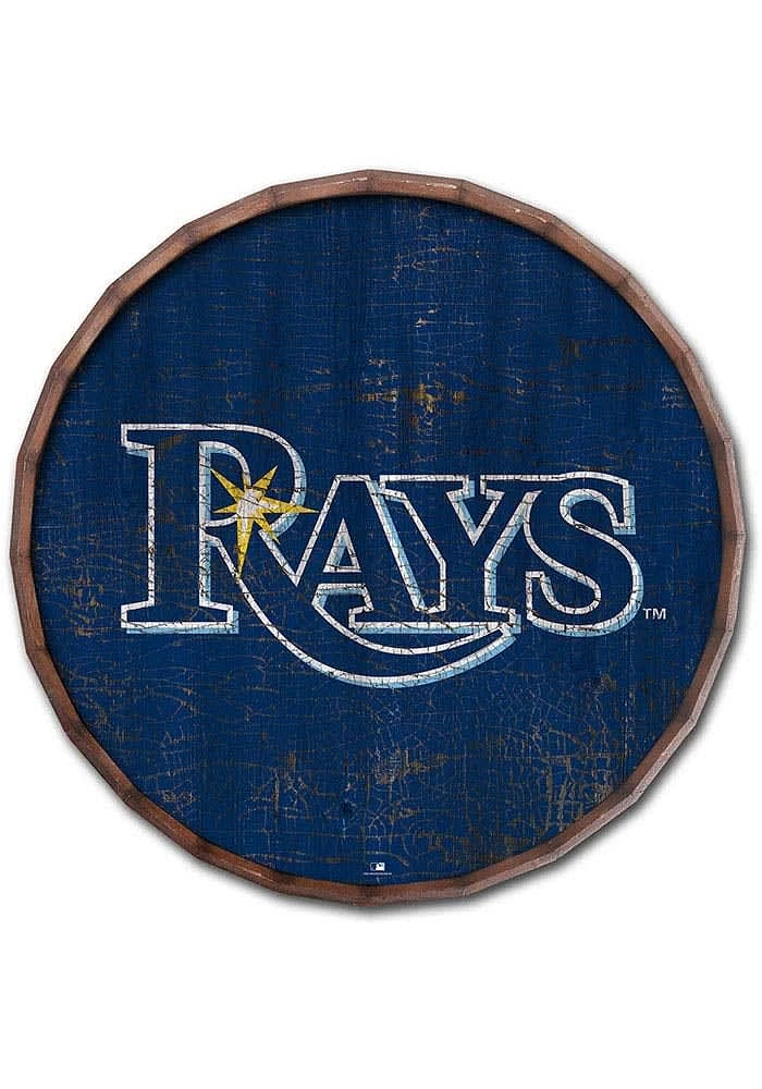 Tampa Bay Rays Cracked Color 24 Inch Barrel Top Sign - Blue