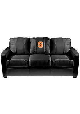 Syracuse Orange Faux Leather Sofa - Black