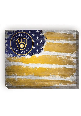 Milwaukee Brewers Flag 16x20 Wall Art