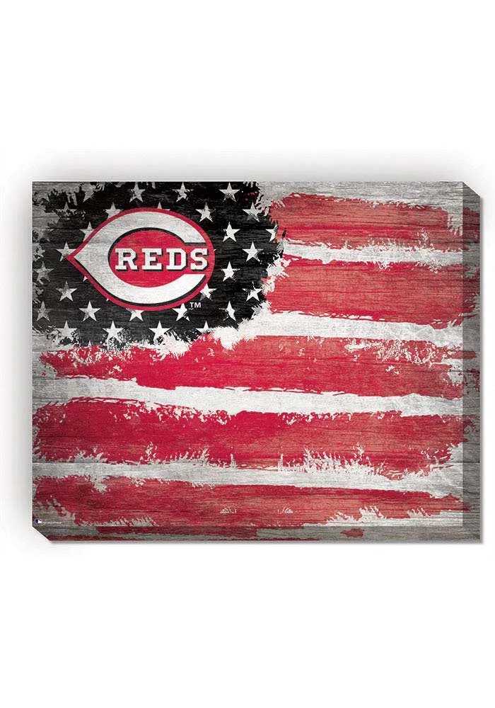 Cincinnati Reds Flag 16x20 Wall Art