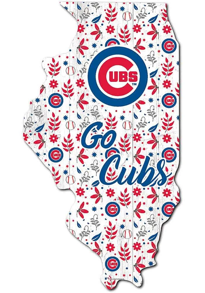 Chicago Cubs Floral State Sign