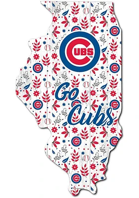 Chicago Cubs Floral State Sign