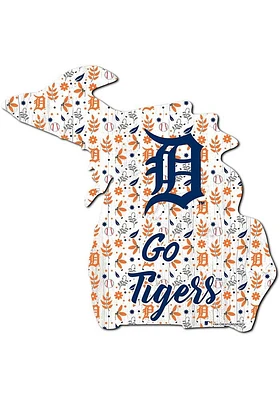 Detroit Tigers Floral State Sign