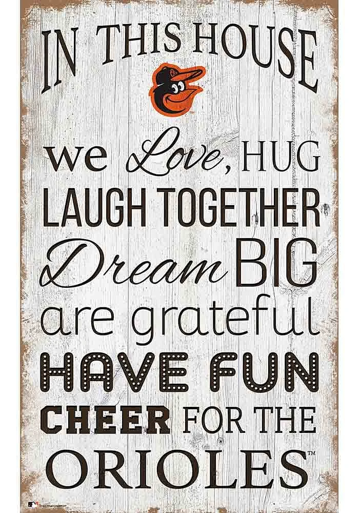 Baltimore Orioles In This House 11x19 Sign - Orange