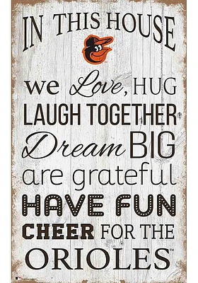 Baltimore Orioles In This House 11x19 Sign - Orange