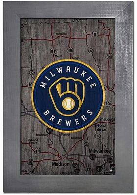Milwaukee Brewers City Map Sign