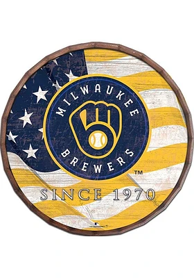 Milwaukee Brewers Flag Inch Barrel Top Sign