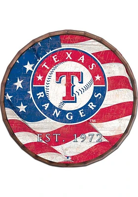 Texas Rangers Flag Inch Barrel Top Sign