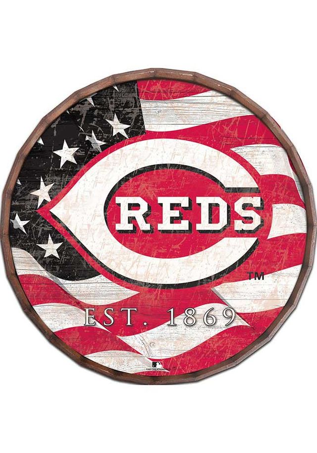 Cincinnati Reds Flag Inch Barrel Top Sign