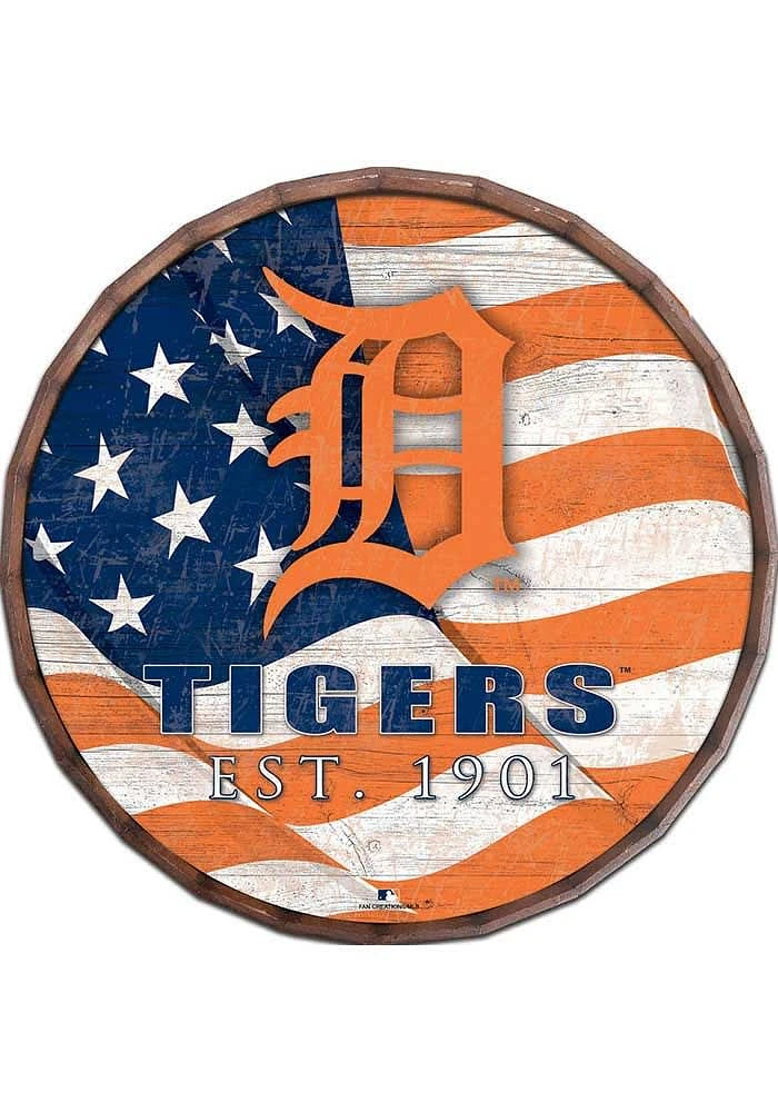 Detroit Tigers Flag Inch Barrel Top Sign