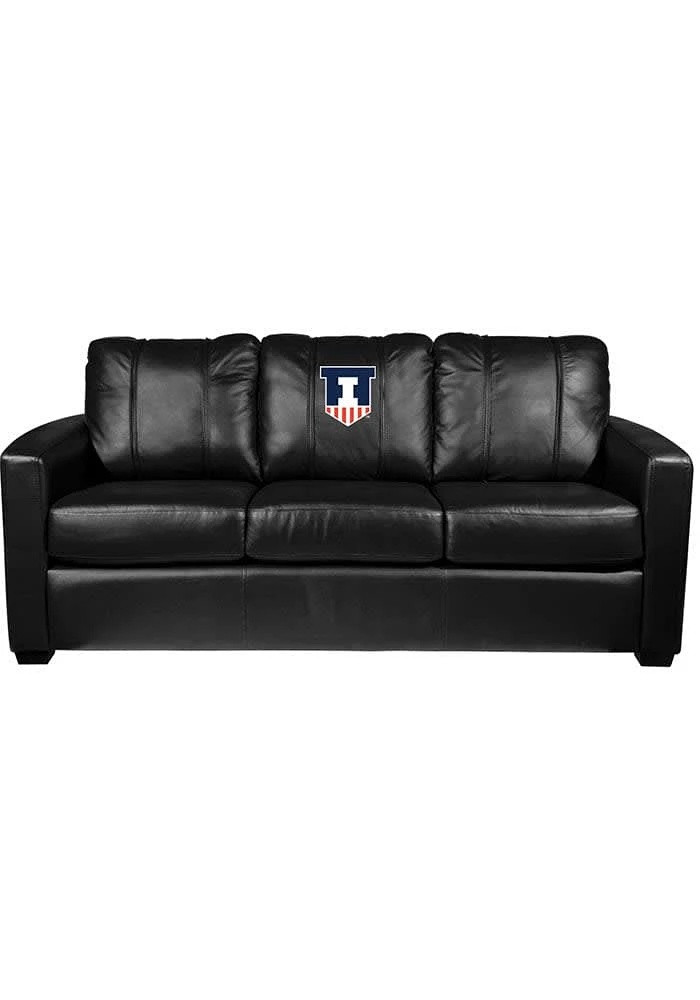 Black Illinois Fighting Illini Faux Leather Sofa