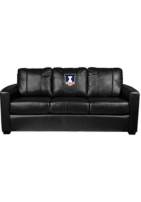 Black Illinois Fighting Illini Faux Leather Sofa