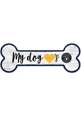 Milwaukee Brewers Dog Bone 6x12 Sign
