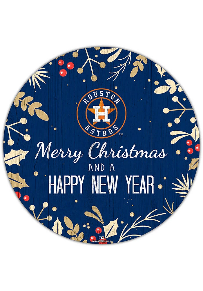 Houston Astros Merry Christmas and New Year Circle Sign