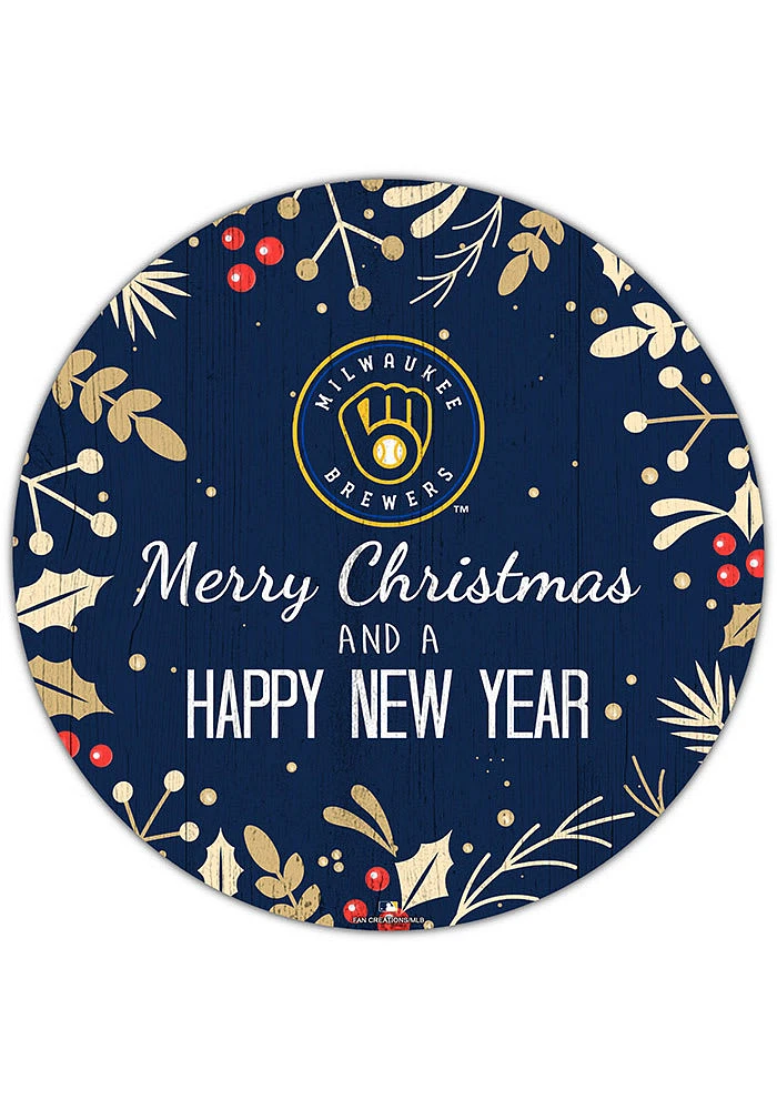 Milwaukee Brewers Merry Christmas and New Year Circle Sign