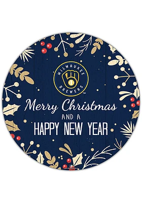 Milwaukee Brewers Merry Christmas and New Year Circle Sign