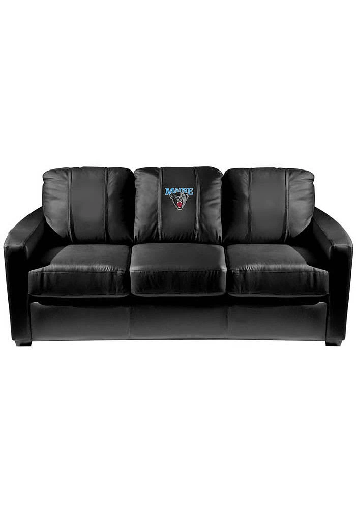 Maine Black Bears Faux Leather Sofa - Black