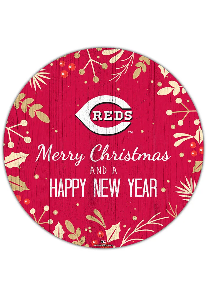 Cincinnati Reds Merry Christmas and New Year Circle Sign