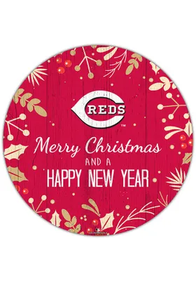 Cincinnati Reds Merry Christmas and New Year Circle Sign