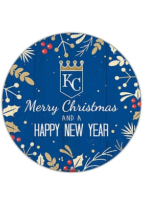 Kansas City Royals Merry Christmas and New Year Circle Sign - Blue