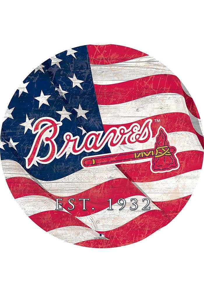 Atlanta Braves Team Color Flag 12 Inch Circle Sign