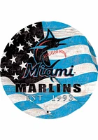 Miami Marlins Team Color Flag 12 Inch Circle Sign