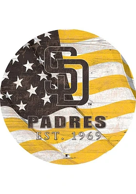 San Diego Padres Team Color Flag 12 Inch Circle Sign