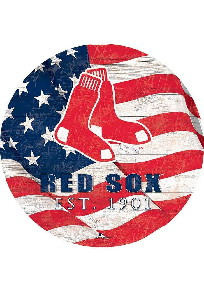 Boston Red Sox Team Color Flag 12 Inch Circle Sign