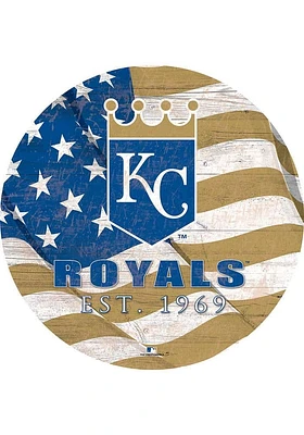 Kansas City Royals Team Color Flag 12 Inch Circle Sign - Blue
