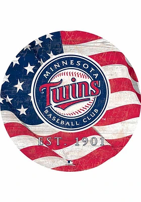 Minnesota Twins Team Color Flag 12 Inch Circle Sign