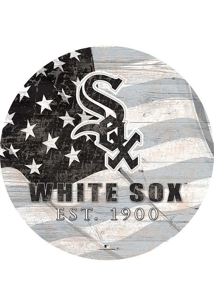 Chicago White Sox Team Color Flag 12 Inch Circle Sign