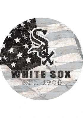 Chicago White Sox Team Color Flag 12 Inch Circle Sign