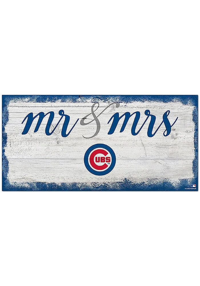 Chicago Cubs Script Mr and Mrs Sign