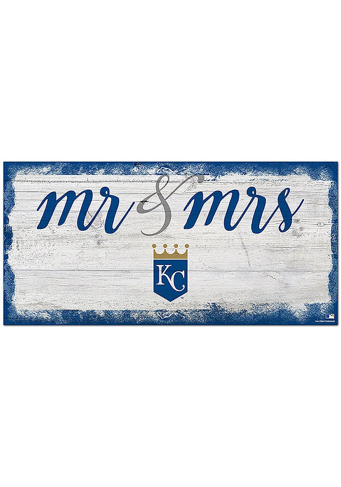Kansas City Royals Script Mr and Mrs Sign - Blue