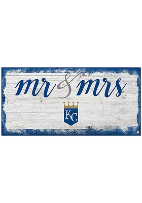 Kansas City Royals Script Mr and Mrs Sign - Blue