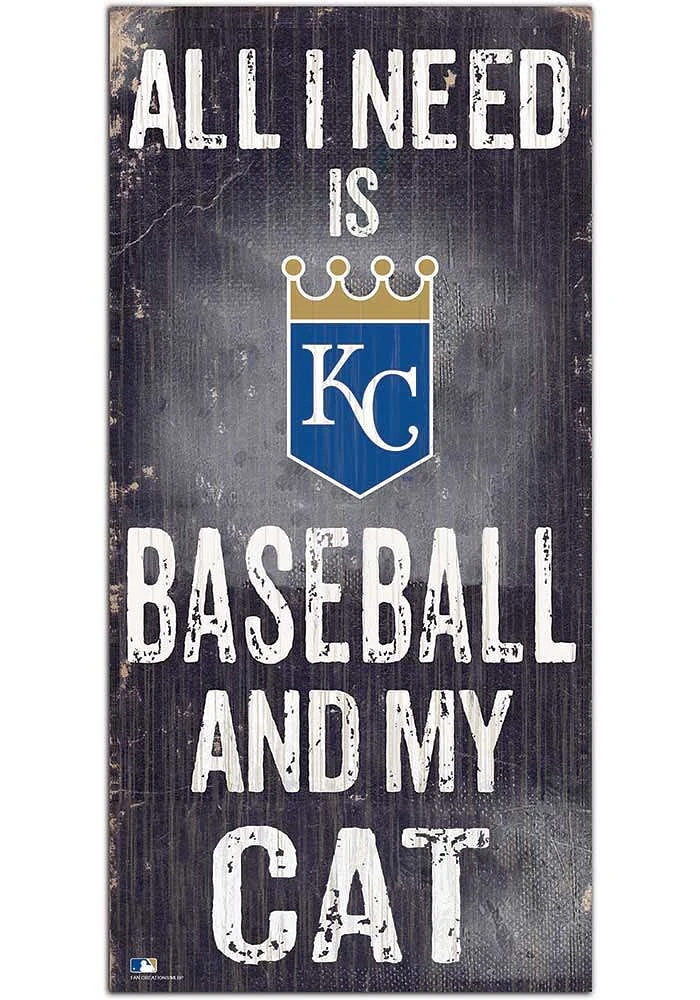 Kansas City Royals Baseball and My Cat Sign - Blue