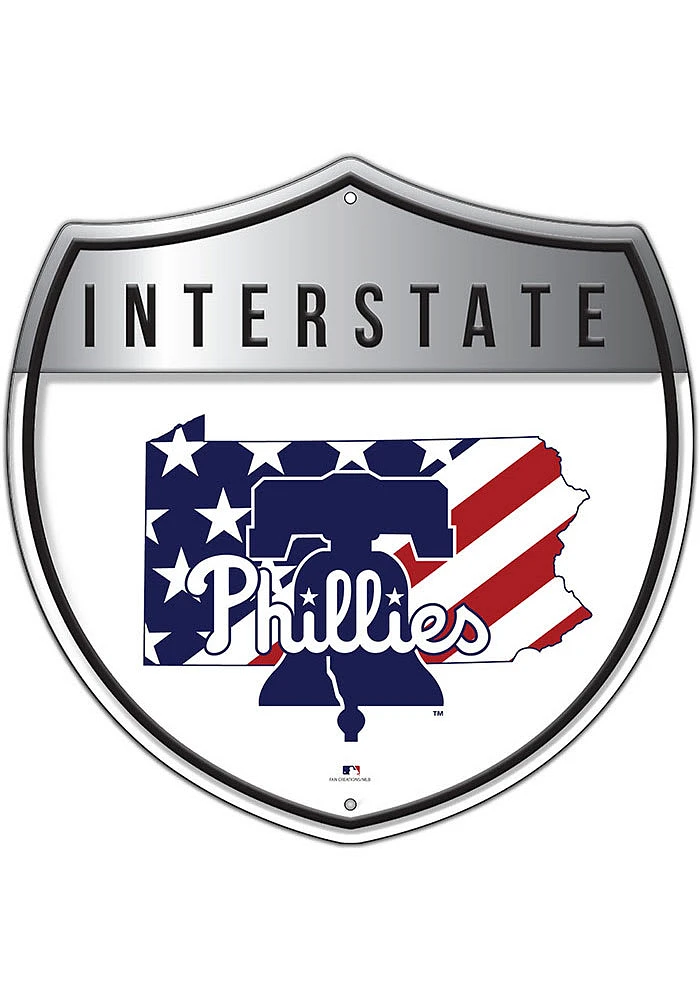 Philadelphia Phillies 12 Inch Patriotic Interstate Metal Sign