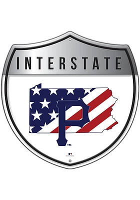 Pittsburgh Pirates 12 Inch Patriotic Interstate Metal Sign