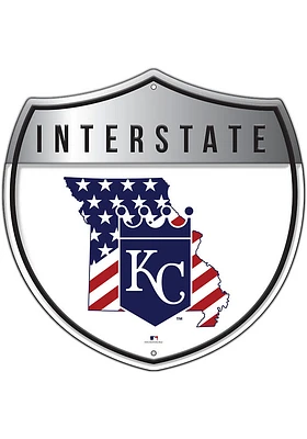 Kansas City Royals 12 Inch Patriotic Interstate Metal Sign - Blue